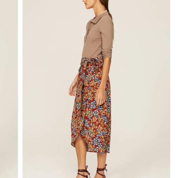 FAHERTY Pacifica Linen Wrap Skirt - Red Desert Bloom Small - Picture 10 of 12